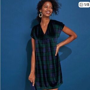 Vineyard Vines Blackwatch Velvet V-Neck Dress XXS NWT